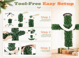 5FT Green Cross-Shaped Christmas Tree with Scarf & Headband, PVC 446 Tips, DIY 100 Warm White LED 03461408