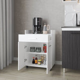 FM FURNITURE Burnside Kitchen Cart with 2 Doors and 1 Drawer, White B128P301404