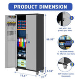 71" Metal Garage Storage Cabinet with Wheels - Heavy-Duty Tool Storage Cabinet for Home, Office, T2398P222838