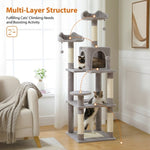 ZUN 63'' Multi-Level Cat Tree Cat Tower for Indoor Cats with Sisal-Covered Scratching Post, Cozy Cat 70889135