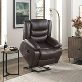 ZUN Modern Living room Furniture 1pc Power Lift Faux Leather Upholstery Dark Brown Power Recliner B011P202514