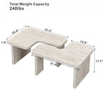 ZUN 47.24*23.62 inch and 35.43*31.49 inch Rectangle Wood Detachable Coffee Table, Single L Shape W2317P233137