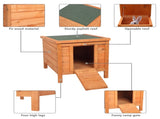 20" Wooden Waterproof Rabbit Hutch Pet Bunny Small Animal House Habitat Natural Wood Color 60195219