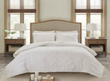3 Piece Tufted Cotton Chenille Palm Comforter Set Off-White Full/Queen B03597112
