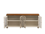 Elegant European Antique Style 4-Door Cabinet with Tempered Glass Doors,for Dining Room,Living W757P232701