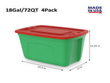 4 pack 18 Gallon Christmas Storage Bins with Lids, Stackable Totes, Plastic Storage Containers, 73891254