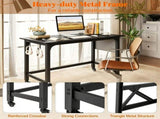 Mobile Rolling Computer Desk 48 Inch, Heavy Duty Metal Frame Home Office Desk with Storage Bag Hooks 12259958