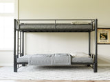 Twin Size Metal Pull-Out Bunk Bed with Guardrail and Built-In Ladder, Space-Saving Convertible Frame W1671P459794