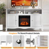 58" White French Style Fireplace TV Stand with Curved Legs for 18" Insert 57118126