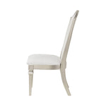 ZUN Set of 2 Ivory Chenille Upholstered Dining Chairs, Silver Oak B016P227290