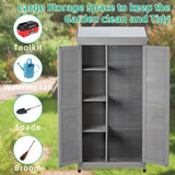 Outdoor Storage Cabinet Metal Top,Garden Storage Shed,Outdoor 68 Inches Wood Tall Shed for Yard W1390121823