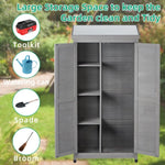 ZUN Outdoor Storage Cabinet Metal Top,Garden Storage Shed,Outdoor 68 Inches Wood Tall Shed for Yard W1390121823
