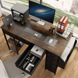 ZUN 47" Computer Desk With Power Outlet,Writing Desk with 7 Fabric Drawers,Vanity table Drawers and W2887P239383