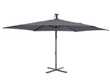 10FT Round Banana Hanging Patio Umbrella with 18 LED Lights, 6 Iron Ribs, Iron Straight & Curved 90913931
