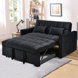 Modern Velvet Loveseat Futon Sofa Couch Pullout Bed, Small Love Seat Lounge Sofa w/Reclining T3411P309451