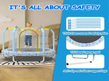 55-inch Trampoline for Kids Indoor & Outdoor Small Toddler Trampoline with Basketball Hoop W1163P264321
