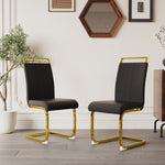 ZUN Modern Dining Chairs,PU Faux Leather High Back Upholstered Side Chair with C-shaped Tube. Plating 00421140