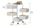 5-Tier Rotating Kitchen Storage Cart, Metal Fruit Basket with Wheels, 39349582