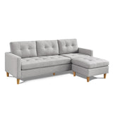 ZUN 87 Inches Wide Modern Convertible Sofa & Chaise, L Shaped Tufted Fabric Couch, Reversible B082111420