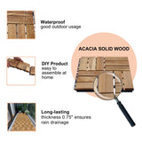 30 PCS Interlocking Deck Tiles Checker Pattern, 12" x 12" Square Yellow Acacia Hardwood Outdoor W2391P160548
