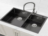33"x22" Embedded Double Bowl Kitchen Sink, Overmount Handmade Sink in Black Unable ship 06898830
