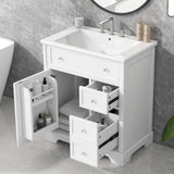 ZUN 30" Bathroom Vanity with Sink Top, Bathroom Vanity Cabinet with Door and Two Drawers, MDF Boards, WF317773AAK