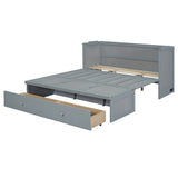 Queen Size Murphy Bed with USB Port and a Large Drawer, Gray N708P205905E