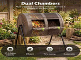 Dual Chamber Compost Tumbler 37.5Gal 360&deg Rotating Compost Bin with Stirring Blades for 83735860