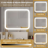 Large Vanity Table Set with 3 Opening Mirrors and LED Lights, Vanity Table with Full Storage Behind 92358029