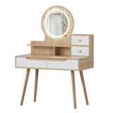 ZUN Makeup Vanity Desk 3 Adjustable Lighted Mirror solid wood table feet , Dressing Table Set 08035999