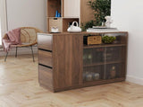 Kitchen Sideboard, Small Countertop Organizer, Tabletop Cabinet with 2 Glass Sliding Door,3 Side W331P289098