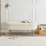 ZUN Storage bench Upholstered Boucle Ottoman with Golden Metal Legs End of Bed bench for Bedroom, Living W2361P147596
