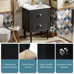 ZUN 24'' Bathroom Vanity with Ceramic Sink Combo Set, Solid Wood Frame Modern Bathroom Storage N710P195621B