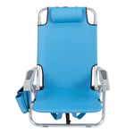 ZUN 63*65*82cm Short Oxford Cloth Silver White Aluminum Tube Bearing 100kg Beach Chair Blue 13123085