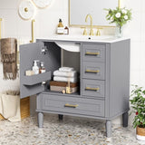 30" Bathroom Vanity with Ceramic Sink, Soft-Close Door with Built-in Shelf, Deep Standard N729P184479E