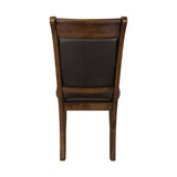 Classic Light Rustic Brown Finish Wooden Side Chairs 2pc Set Upholstered Seat Back Casual Dining B01156049