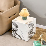 ZUN Modern white MDF+sticker material cube stylish texture design coffee table -15.75 inches W1151P170257