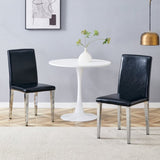 Two Black PU dining chairs,Silver Metal Legs.Simple and versatile, comfortable and accompanied. W1151P269021