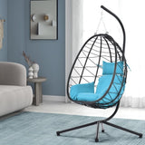 ZUN Egg Chair with Stand Indoor Outdoor Swing Chair Patio Wicker Hanging Egg Chair Hanging Basket Chair 30094924