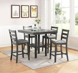 Classic Dining Room Furniture Gray Finish Counter Height 5pc Set Square Dining Table w Shelves B011119806