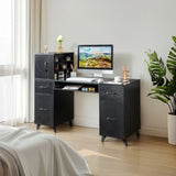 Black relief particle board tempered glass 141*50*112cm three doors and two drawers fanless nail 18175972