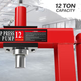 12-Ton Adjustable Benchtop Hydraulic Shop Press for Garage w/Stamping Plates & Pressure Gauge, W1239P178651
