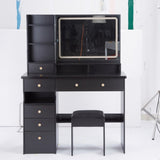 41" Large Size Left Drawer Desktop Vanity TableCushioned Stool, Extra Large Touch Control LED W3258P296794