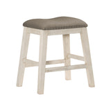 Antique White Finish Set of 2 Counter Height Barstool Brown Textured Fabric Upholstered Nailhead B011P178967