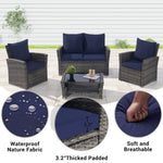 ZUN 4 Pieces Outdoor Patio Furniture Sets Garden Rattan Chair Wicker Set, Poolside Lawn Chairs with W874P146983