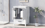 24" Bathroom Vanity with Sink, Bathroom Vanity Cabinet with One Drawer and Doors, Solid Wood and N725P171407K