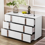 ZUN Elegant Modern Dresser with Metal Handle,Mirrored Storage Cabinet with 6 Drawers for Bedroom,Living WF319354AAK