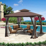 10x10 Outdoor Patio Gazebo Canopy Tent With Ventilated Double Roof And Mosquito net W41940786