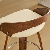 Bar Stools Set of 2, Swivel Bar Height Stools with Low Back, Wood Bar Chairs with Soft Cushion Seat, W1143P173432