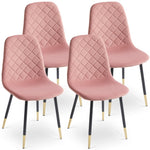 ZUN Pink Velvet Tufted Accent Chairs with Golden Color Metal Legs, Modern Dining Chairs for Living W116464052